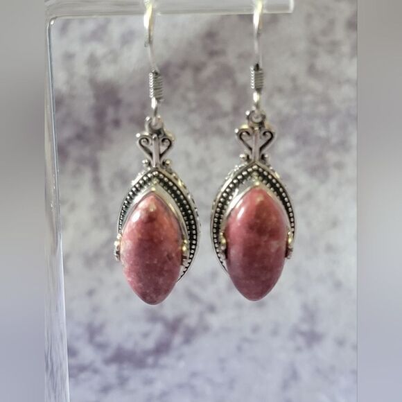 Norwegian Thulite Dangling Earrings - Picture 9 of 13
